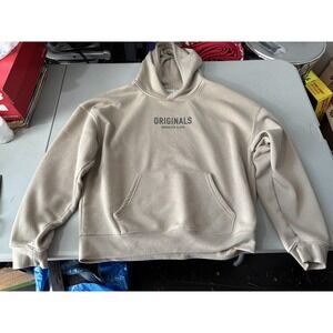 Brooklyn Brooklyn Cloth Hoodie Sweatshirt Mens Small Beige Oversized Sweater